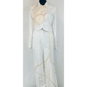 ARYA • White/Multi Embroidered Eye Two-Piece Matching Set